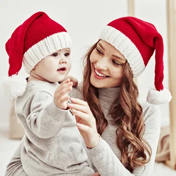 De înaltă Calitate, de Crăciun Moș Crăciun Roșu Pălării de tricotat Capace pentru Adulți și Copii XMAS Decor Cadouri de Anul Nou Acasă Consumabile Partid