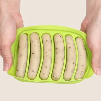 Drăguț 6 In 1 Cârnați Filtru de Mucegai Silicon DIY Hot Dog Manual Cârnați Șuncă Mucegai Bucătărie Făcându-și Refrigerate Hot Dog Instrument