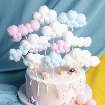 Drăguț Colorate Nori Tort Fân Fericit Ziua De Naștere Partidul De Decorare Pentru Copii Boy Fata De Nori Balon Cu Aer Cald Decor Tort De La Petrecerea De Ziua