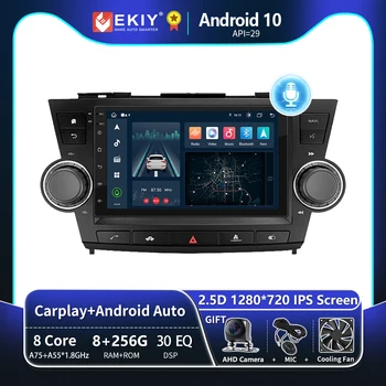 EKIY T8 8G 256G Android 10 Radio Auto Pentru Toyota Highlander 2 XU40 2007 - 2013 Multimedia Player Video GPS Navi Stereo Carplay HU