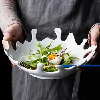 FANCITY Creative placa ceramica de uz casnic vase Pur, alb rece platou cu legume salata farfurie neregulate platou cu fructe