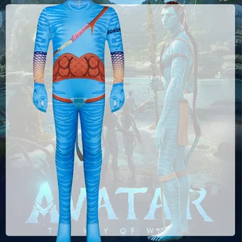 Filmul Avatar Cosplay Costum Jake Sully Și Neytiri Spandex Zentai Costum De Luptă Costum Salopeta Cu Coada Costum De Halloween Pentru Femei Fete