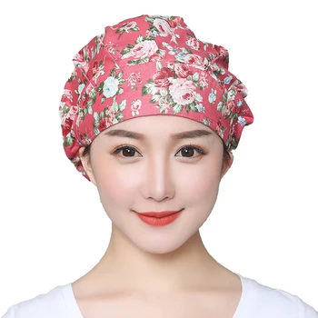 Florale Imprimate Scrubs Capace Bandaj Sweatband Desene Animate Pălării Femei Elastic Reglabil Nursing Haine De Lucru Butoane Pălării De Lucru