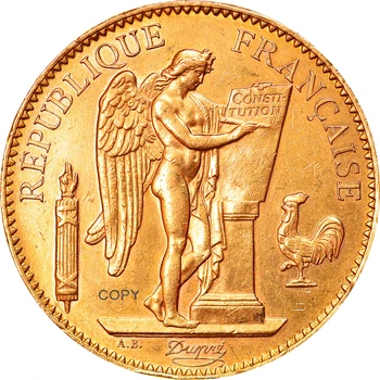 Franța A Treia Republica 1879-O 100 De Franci Aur Copie De Monede Din Metal Alama Liberte Egalite Comemora Replica Monede