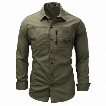 FREDD MARSHALL Multi-buzunar de Tricouri Casual Haine de Brand de Moda Militare Camasa Maneca Lunga Armata Verde Camisa Masculina MCL241