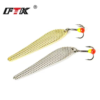 FTK 1 buc 7g/12g Metal Spinner Lingura de Iarnă de Gheață de Pescuit Nada 55mm/70mm Aur, Argint Greu Momeli Cu Cârlig Înalte Pentru Pastrav Stiuca