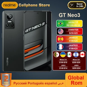 Global ROM realme GT NEO3 NEO 3 5G Telefon Mobil 80/150W Super Charge Dimensity 8100 120HZ AMOLED 4500mAh NFC Joc Smartphone