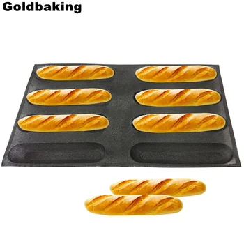 Goldbaking De Hot Dog Se Lipeasca De Silicon Pâine Pan Perforate Fench Pâine Forme Ovale În Formă De 5 Dimensiune Pentru Opțiune