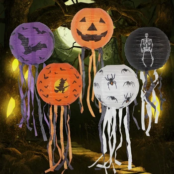 Halloween Dovleac de Hârtie Lanterna Electrica Cu Barba Bat Craniu de Lumină LED Ghost Festival de Recuzită Petrecere de Halloween Decor Consumabile