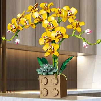Idei Buchet de Flori, Seturi de Decor Acasă Blocuri DIY Flori de Orhidee, Bonsai Cărămizi de Asamblare Jucarii de Cadouri de Vacanță pentru Fete