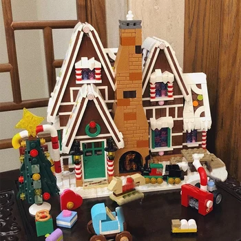 Idei Gingerbreaded Casa Cărămizi Jucarii Model Set cu Cifre 1477PCS Blocuri Copii Cadou de Crăciun Compatibil cu 10267