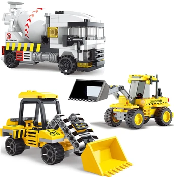 Inginerie Mixer Camion Buldozer Tehnice Blocuri De Construcție A Orașului Masina Vehicul Cărămizi De Jucărie De Învățământ Pentru Copii