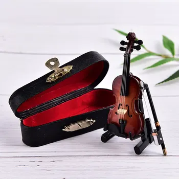 IRIN Noul Mini Vioara Versiune Imbunatatita, Cu Suport in Miniatura din Lemn, Instrumente Muzicale de Colectare Ornamente Decorative Model