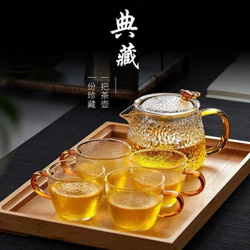 Japoneze ciocan rezistent la temperaturi ridicate ceainic de sticlă filtru Retro ceainic transparent centura de sticlă kungfu set de ceai