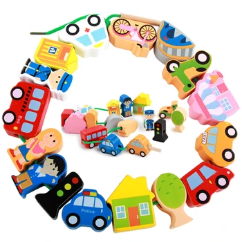 Jucarii pentru copii din Lemn Montessori Jucării DIY Oraș Filetare Margele Șir Siret Puzzle Educativ Meserii Jucării pentru Copii pentru Copii Copilul