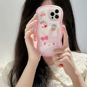Kawaii Hello Kitty Desene animate KT Papusa Cazuri de Telefon Pentru iPhone 13 12 11 Pro Max XR XS MAX X Y2k Fata la Șocuri Soft Shell Fundas