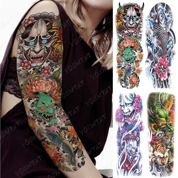 Mari Bratul Tatuaj Japonez Prajna Crap Dragon Impermeabil Tatuaj Temporar Autocolant Dumnezeu Arta Corp Complet False, Tatuaj Femei Bărbați