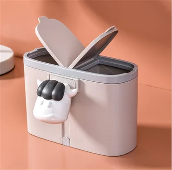 Mini Desktop Gunoi Anti Miros de Oaie Forma Gunoi cu 2 Grile Sortable de gunoi Bucătărie Gunoi Cutia de Gunoi