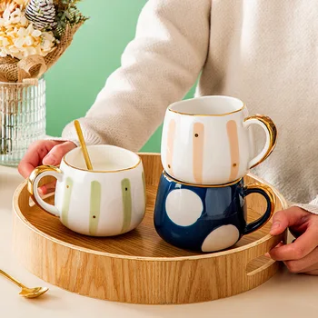 Minimalist Ceramice Cana de Cafea de Aur Incrustate cu mic Dejun lapte cupa Nordic Ceai Băut acasă cani Cuplu cupa cadouri drinkware