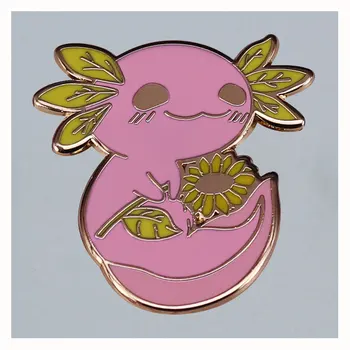 Minunat Roz Salamander Floare Brosa Din Metal Emailat Rever Insigna Colecta Jacheta Denim Rucsac Pin Pentru Copii Moda Bijuterii Cadouri