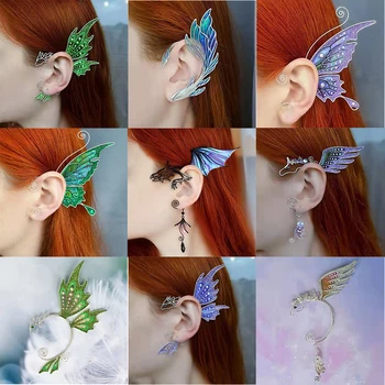Moda Fara Pierce Cercel Femeie Ureche Clipuri Animal Pește Fluture Urechile De Elf Cercei Cosplay Bijuterii Accesorii De Petrecere