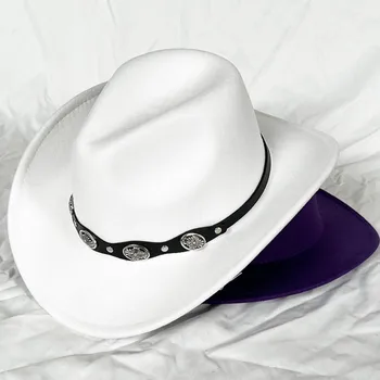 Monocrom Bărbați cu Pălărie de Cowboy Jazz Pălărie de Top Doamnelor Bărbați Cret Dna Fedora Pălărie Jazz Palarie Cavaler Palarie Mare Etnice Panama