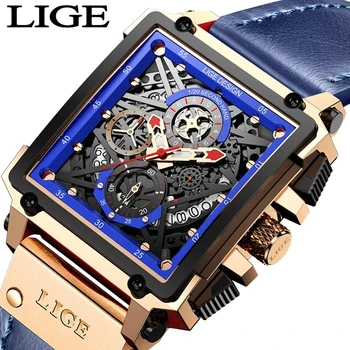 Montre Homme LIGE Bărbați Ceasuri de Top de Brand de Lux, Cronograf Cadran Mare Grijă Data Impermeabil Cuarț Ceas de mână Sport Ceas+Cutie