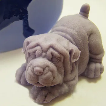 Mucegai Silicon Săpun Mucegai De Un Catelus Mucegai De Câine Matrite din Silicon Animale de Mucegai a Face Săpun Manual Aroma de Piatră Shar Pei 3D