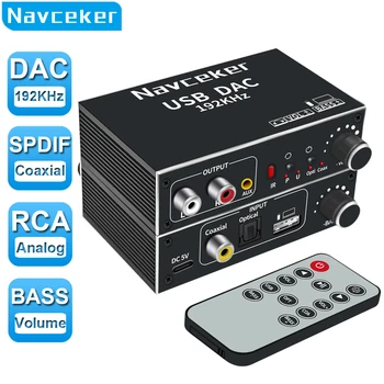 Navceker DAC Digital la Analogic Convertor Audio Optic Coaxial Fibra SPDIF RCA Jack de 3,5 mm Audio Adaptor Amplificator pentru PS4 TV
