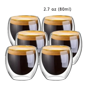 Noi 2/4/6Pcs 80ml 2.7 oz Pahar cu perete Dublu Izolat Termic Pahar Espresso Ceașcă de Ceai cana de cafea tazas de ceramica creativas Cupe