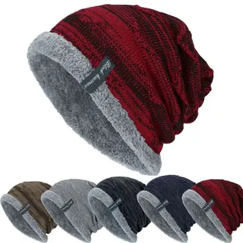 Noi de iarna Barbati moda pălărie tricotate pălării negre Toamna Pălărie Gros și cald și Capota Chelioși Căciulă Moale Căciuli Tricotate de Bumbac