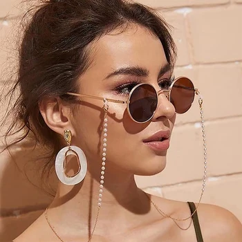 Ochelari De Soare Moda Lanț Pentru Femei La Modă Imitație Pearl Margele Masca Lanț În Afara Casual Ochelari Accesoriu Colier Cadou