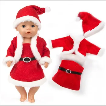 Papusa Haine pentru 43cm Copilul Roșu Moș Crăciun Pălărie Rochie de 18 Inch Fata Papusa Haină de Iarnă, Haine de Păpuși Dropshipping