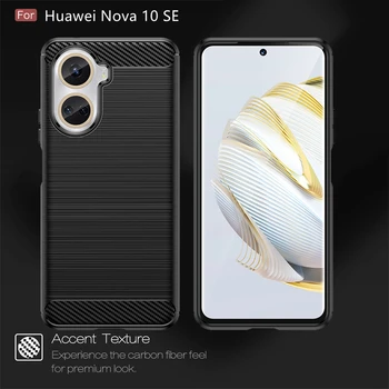 Pentru Huawei Nova 10 SE Acoperi Caz Pentru Nova 10 SE Capas Nou Înapoi la Șocuri Bara de protectie Moale TPU Fibra de Carbon Cover Huawei Nova 10 SE