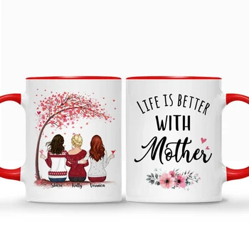 Personalizat-a Făcut Mama si Fiicele Personalizate Cana Colorate Cești de Cafea Cani de Ziua Mamei RR2034