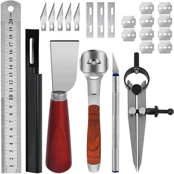 Piele Tools Kit -Piele Instrumente de Lucru Kit Pentru Piele Ambarcațiuni DIY Și Luare de Piele