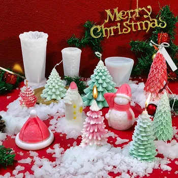 Pomul de crăciun din Silicon Lumânare Mucegai DIY de Crăciun om de Zăpadă Moș Crăciun Decor de Casă 3D Rășină Epoxidică Lumânare Mucegai Ceara Mucegai