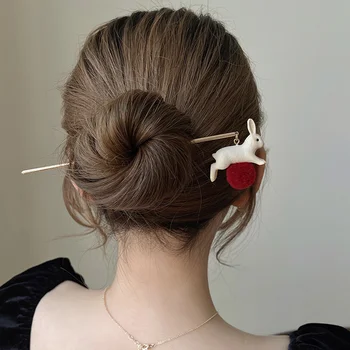 Rafinat Stil Chinezesc Bastoane De Păr Agrafe De Par Pentru Femei Iepure Drăguț Ac De Păr Clip Pește Pălării De Nunta Mireasa Bijuterii Cadouri