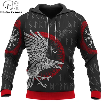 Raven Rune Vegvisir Viking 3D Imprimate Tatuaj Mens hoodies & Tricoul Toamna Unisex cu fermoar Hanorac Casual Sport DW863