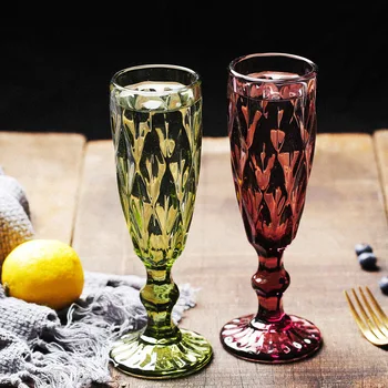 Retro Culoare Cupă De Șampanie De Sticlă Relief Pahar Suc De Creație Cupă Europeană Stil Drinkware Restaurant Nunta Petrecere Bar