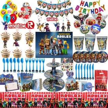 Robloxen Tema Joc Băiat Ziua de naștere Partidul Decor Tacamuri de unica folosinta ceașcă de Hârtie, Șervețele de Jucării, Baloane Pentru Kild este Consumabile Partid