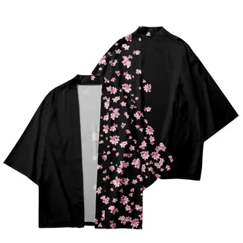 Sakura Flori De Imprimare Yukata Bărbați Femei De Moda Cardigan Bluza Haori Obi Asiatice Haine Japonez Harajuku Cosplay Kimono