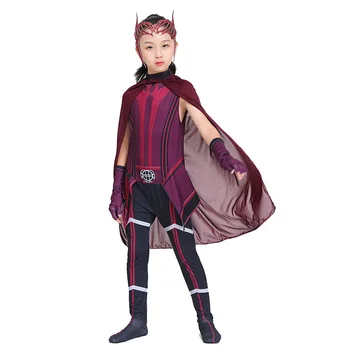 Scarlet Witch Dress Fată Prințesă Mantie Toată Costume de Halloween pentru Copii Wanda Maximoff-O singură Bucată de Cosplay Anime Figura Haine