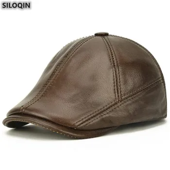SILOQIN Noi, Originale, pălărie de Piele de Iarna Barbati de moda piele de Vacă termică Berete Îngroșa dimensiuni reglabile de protecție pentru Urechi Snapback cap