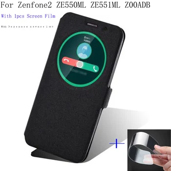 Smart View Fereastra caz Pentru ASUS Zenfone2 ZE550ML ZE551ML Z00ADB Caz Capacul flip PU Piele Shell pentru Zenfone 2 cazuri capacul din spate