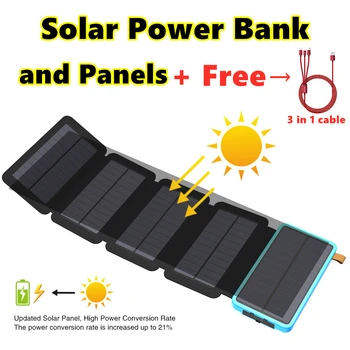 Solar Power Bank Impermeabil Dual USB de Telefon Acumulator Extern în aer liber încărcare Portabil power bank pentru iPhone iPad Xiaomi, Huawei