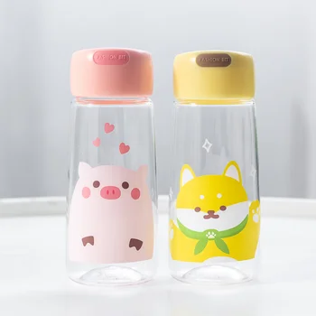 Sticla de apa de animale drăguț desene animate pahar de plastic pot ține apă clocotită, mini copii fete excursie sport, ușor de transportat cana de apa