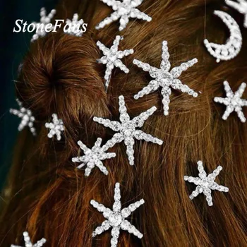 StoneFans Cristal Luna Stele Ac de păr Stras Fată Bobby Bucată de Păr ins Tendință Clip Ac de Păr Nuntă Ornamente pentru Mirese