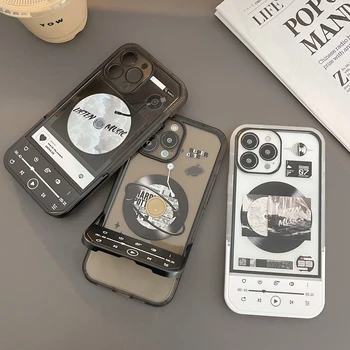 Transparent de discuri cu Muzică de Caz pentru iPhone 13 12 11 Pro Max X XR XS 7 8 Plus de Cazuri la Șocuri Kickstand Suport stativ Acoperi Funda