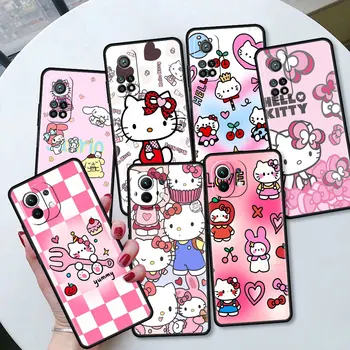 Un Drăguț Hello Kitty Caz Pentru Xiaomi Mi 12 11 lite 5G NE 10 9 10T 12S 11T 9Tpro Nota 10 Lite Silicon Negru Funda Capacul Telefonului